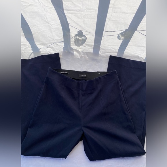 Talbots Portland Trouser Women's Size 12 P Navy Wide Leg Side Zip Dress Crops - Picture 3 of 10